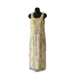 VTG Helene Blake‎ Yellow Floral Sleeveless Dress USA Made 90s Y2K Whimsy